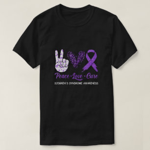 Sjogren's Syndrome Awareness Peace Love Cure Leopa T-Shirt