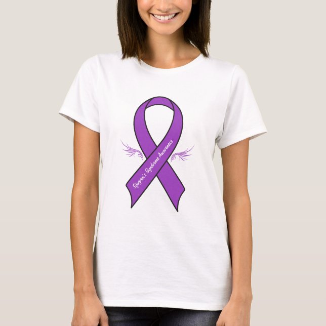 Sjogren's Syndrome Awareness Ribbon with Wings T-Shirt (Front)