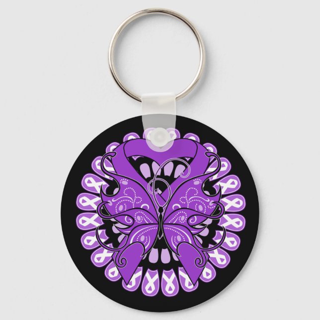 Sjogren's Syndrome Circle of Ribbons Key Ring (Front)