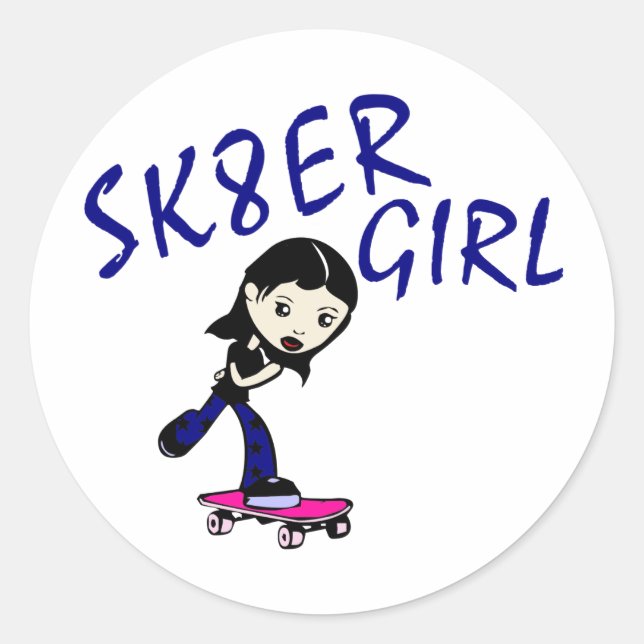 sk8er girl classic round sticker (Front)