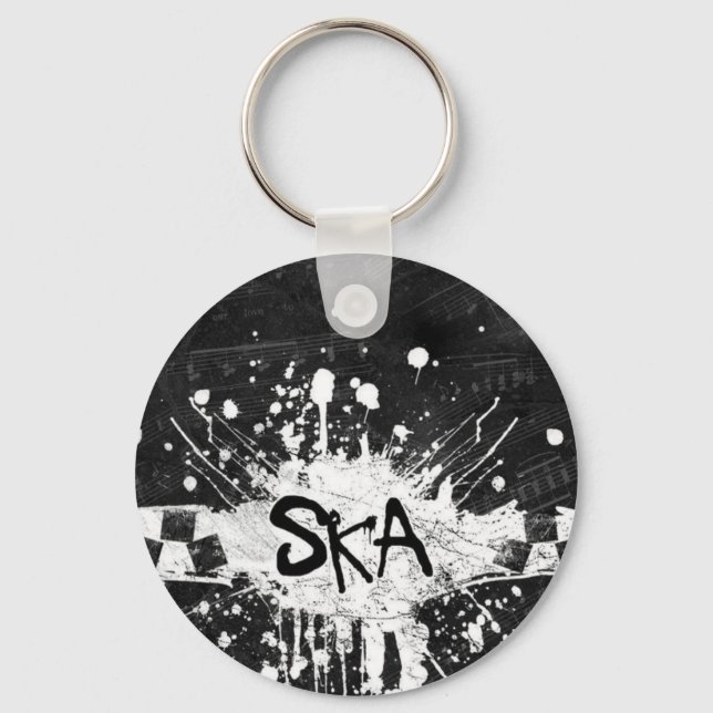 Ska music chequered old school punk rock 80's key ring (Front)