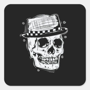 Ska Totenkopf with Hut Jazz music style Square Sticker
