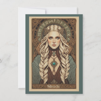 Skadi Norse Goddess Art Flat Thank You Card