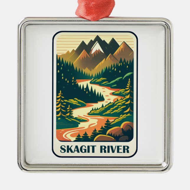 Skagit River Washington Colours Metal Tree Decoration (Front)