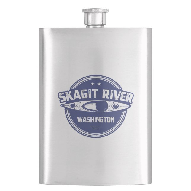 Skagit River Washington Kayaking Hip Flask (Front)