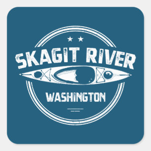Skagit River Washington Kayaking Square Sticker