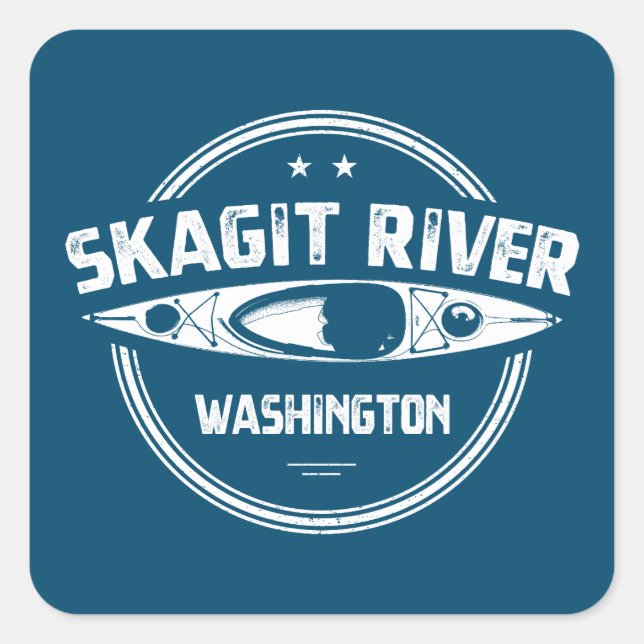 Skagit River Washington Kayaking Square Sticker (Front)