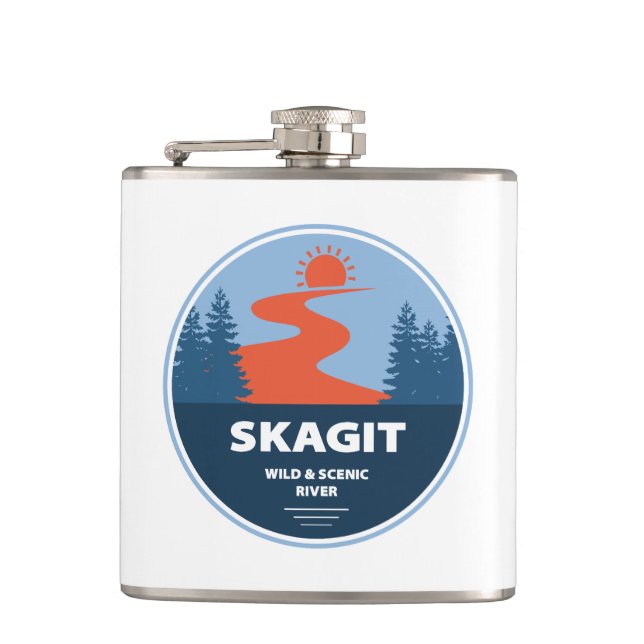 Skagit Wild And Scenic River Washington Hip Flask (Front)