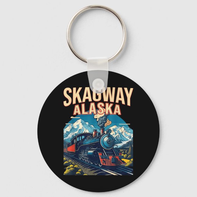 Skagway Alaska Steam Train Gateway Klondike Key Ring (Front)