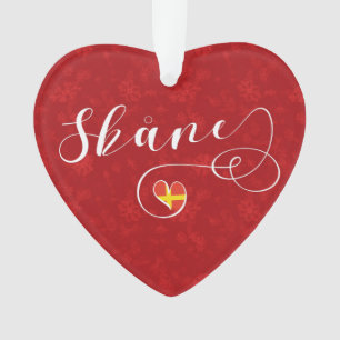Skåne Flag Heart, Sweden, Scania Ornament