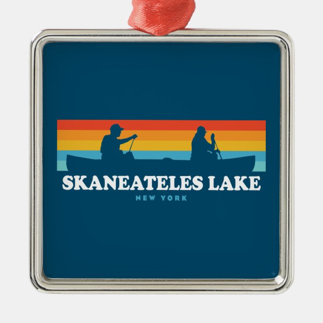 Skaneateles Lake New York Canoe Metal Tree Decoration (Front)