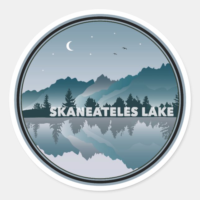 Skaneateles Lake New York Reflection Classic Round Sticker (Front)