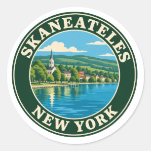 Skaneateles New York Flat Travel Badge Classic Round Sticker