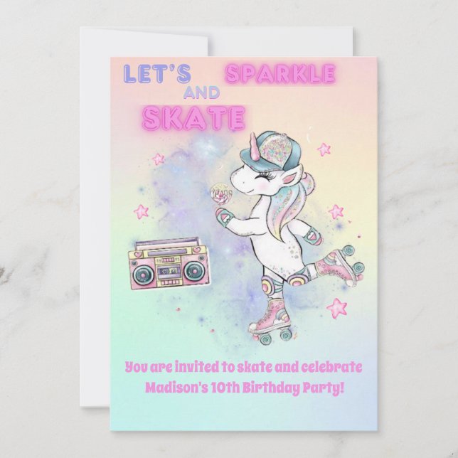 Skate Birthday Party Invitation Front & Back Print (Front)