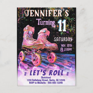 Skate Birthday Party Invitation Postcard