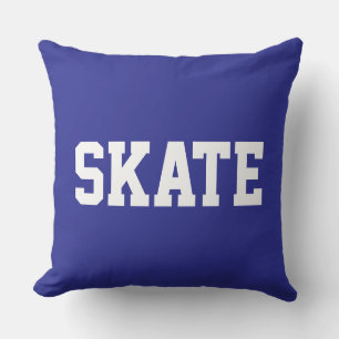 SKATE Bold Athletic White Text On Modern Black Cushion