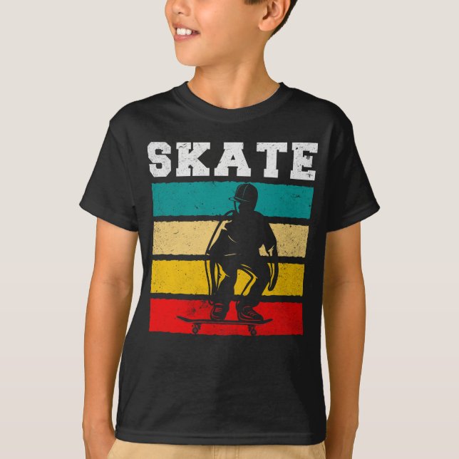 Skate Boy Skateboarding Kid Retro T-Shirt (Front)