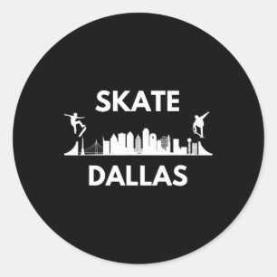 Skate Dallas Tx Skateboarding Fans Dallas Skyline  Classic Round Sticker