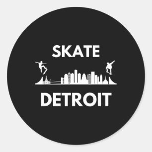 Skate Detroit Mi Skateboarding Fans Detroit Skylin Classic Round Sticker