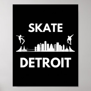 Skate Detroit Mi Skateboarding Fans Detroit Skylin Poster