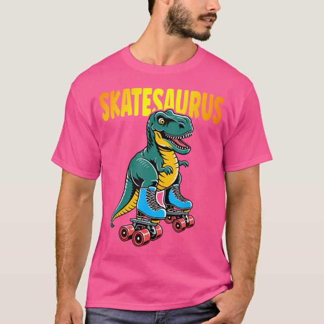 Skate Dinosaurs Roller Skating Skatesaurus Roller  T-Shirt (Front)