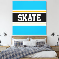 SKATE Fun Athletic Azure Blue Orange Black Stripes