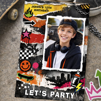 Skate Graffiti Teen Birthday Invitation