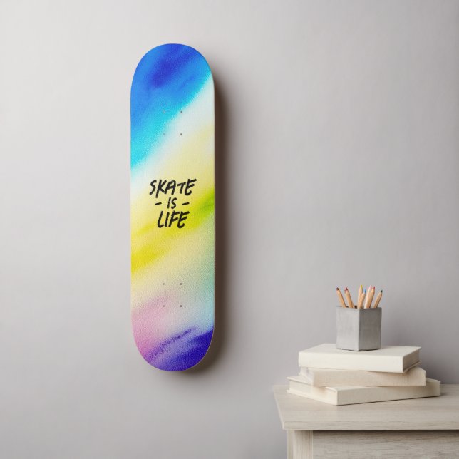 Skate is Life Watercolor Spring Skateboard (Wall Art)