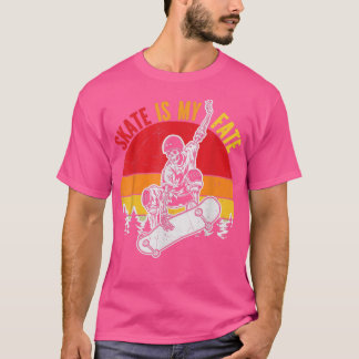 Skate is My Fate Retro Vintage Skeleton Skateboard T-Shirt