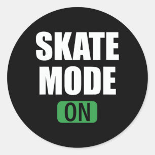 Skate Mode Funny Power Button Skateboarding Classic Round Sticker
