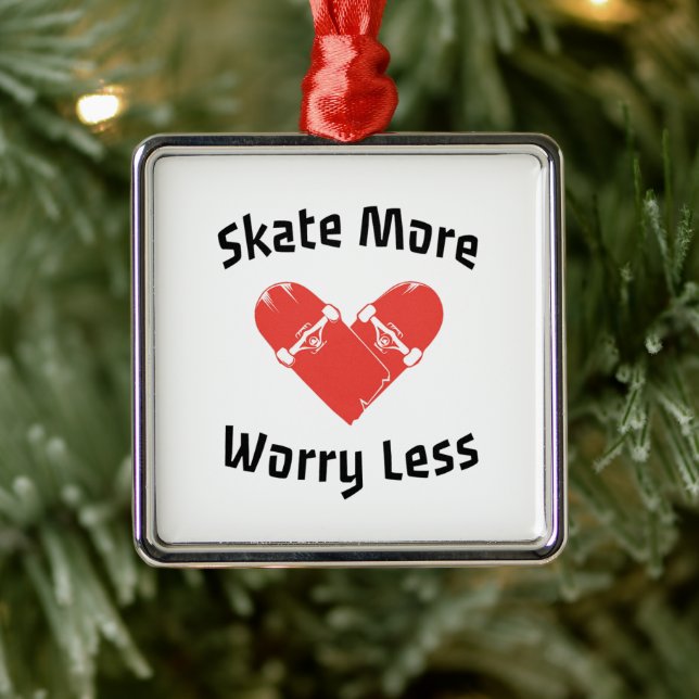  Skate More Worry Less - Funny Skating Metal Tree Decoration (Tree)
