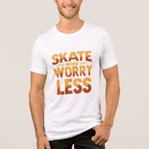 Skate More, Worry Less Retro Skateboarding Quote Tri-Blend Shirt