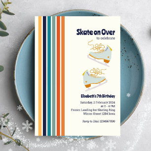 Skate on Over Ice-Skating Retro Birthday  Invitation