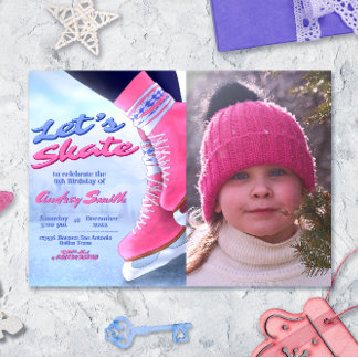 Skate on Over - Winter Skate Party with Photo Invitation