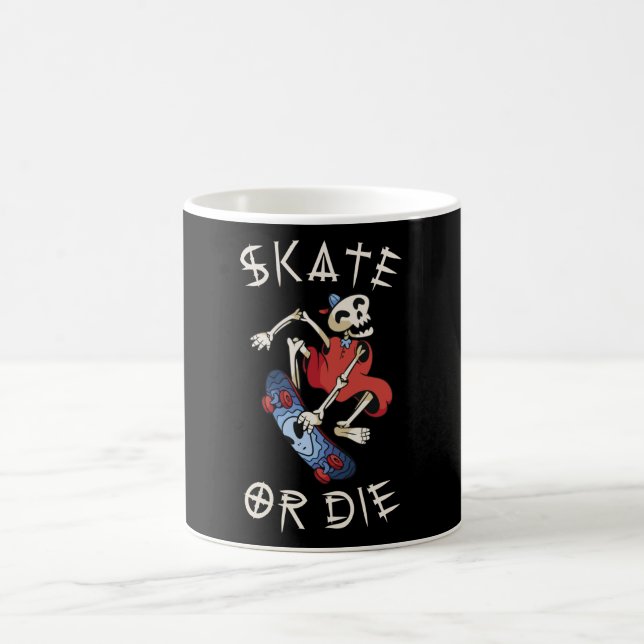 Skate or die Grim Reaper Skeleton Skateboarder Coffee Mug (Center)