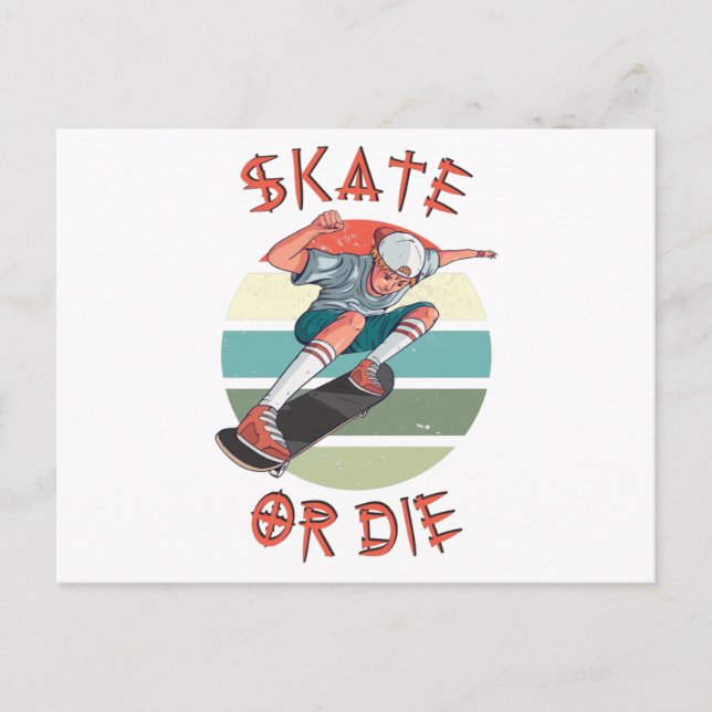 Skate or die Skateboarder Boy Postcard (Front)