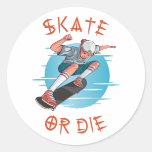 Skate or die Skateboarder Boy Square Sticker