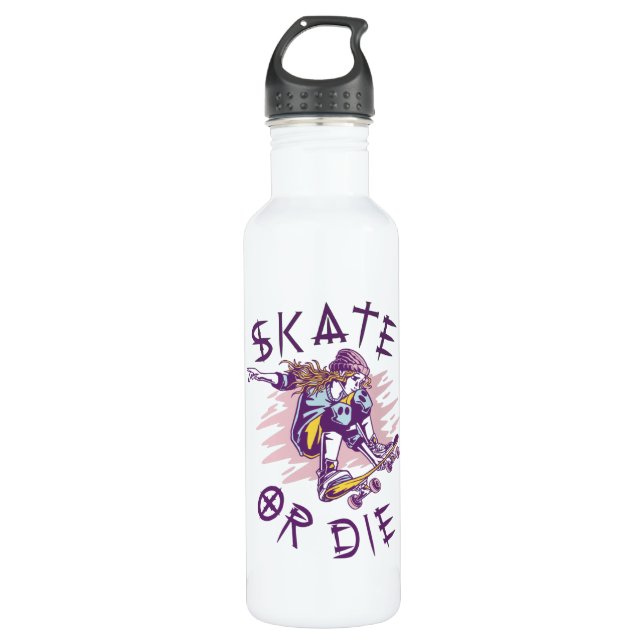 Skate or die Skateboarder Girl 710 Ml Water Bottle (Front)