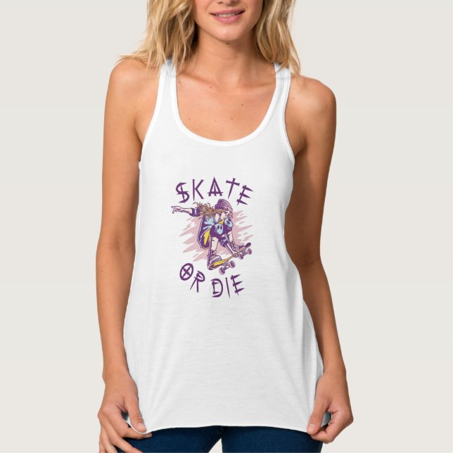 Skate or die Skateboarder Girl Singlet (Front)