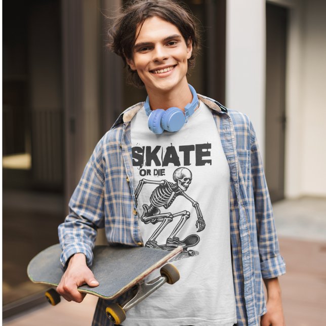 Skate or Die Skeleton Skateboard Streetwear Tee (Creator Uploaded)