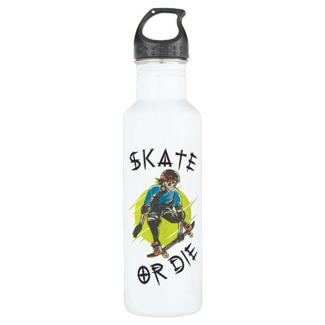 Skate or die Skeleton Skateboarder 710 Ml Water Bottle (Front)
