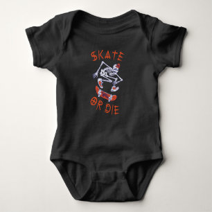 Skate or die Skeleton Skateboarder Baby Bodysuit