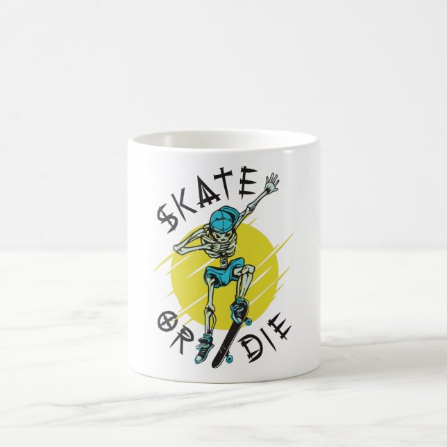 Skate or die Skeleton Skateboarder Coffee Mug (Center)
