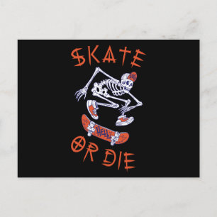 Skate or die Skeleton Skateboarder Postcard