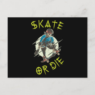 Skate or die Skeleton Skateboarder Postcard
