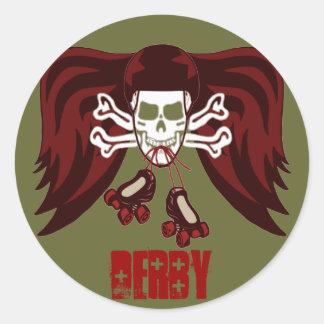 Skate or die with angel wings classic round sticker