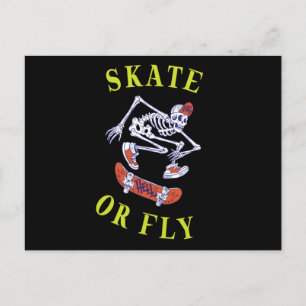 Skate or Fly Skeleton Skateboarder Postcard