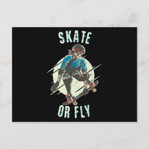 Skate or Fly Skeleton Skateboarder Postcard