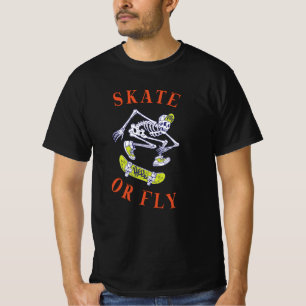 Skate or Fly Skeleton Skateboarder T-Shirt