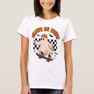 Skate or Treat Ghost Halloween T-Shirt
